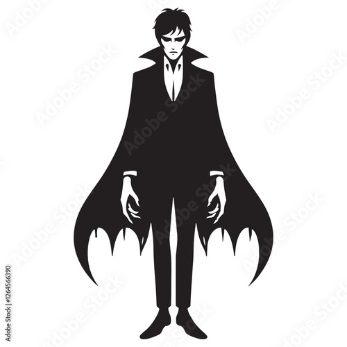 Shadowy Vampire silhouette depicting the legend of bloodthirsty creatures - Vampire illustration - Vampire vector - mythical creature silhouette
