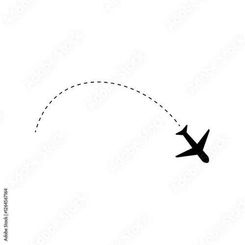 airplane route with dashed lines