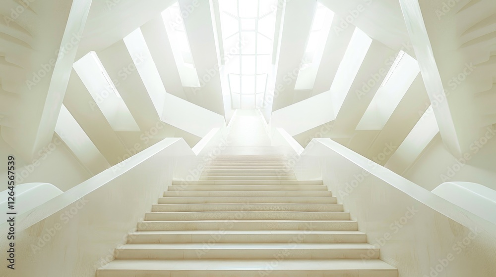Fototapeta premium Modern architectural staircase with bright skylights