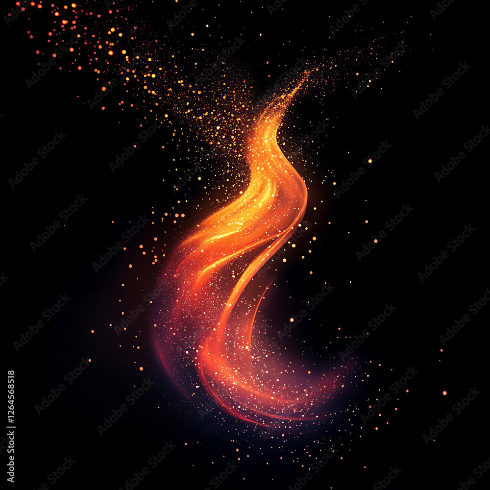 A fascinating path of fire that twists and dissolves into sparks A fascinating path of fire that twists and dissolves into sparks