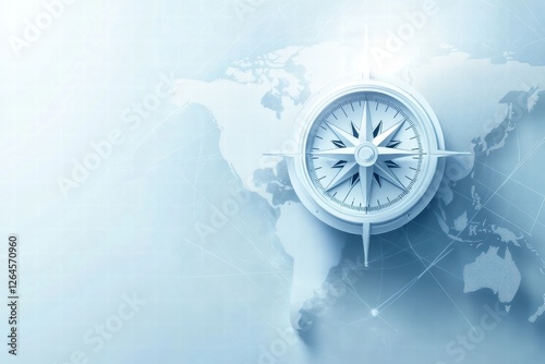 Navigating the world with a compass on a digital map during a calm atmosphere. Generative AI