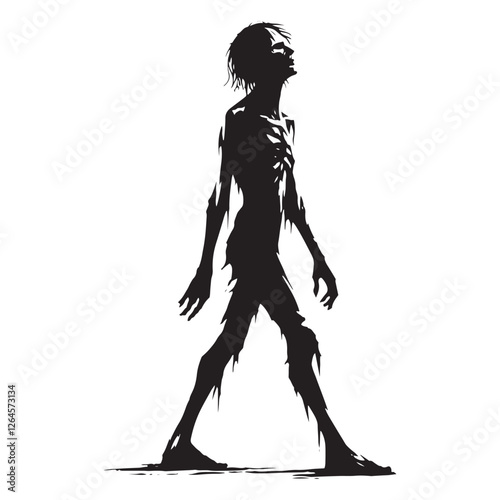 Rotting corpse Zombie silhouette displaying the horror of the undead - Zombie illustration - Zombie vector - mythical creature silhouette - horror silhouette
