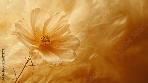 Cosmos flower in sepia tones, biennial plant with beautiful blooms 