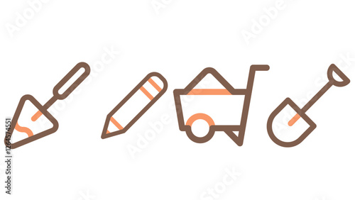 Construction and industrial tools icon set vector for UI and animation