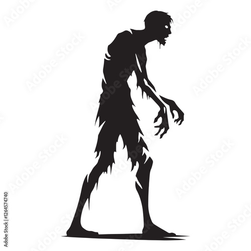 Horror-themed Zombie silhouette embodying fear and eerie mysticism - Zombie illustration - Zombie vector - mythical creature silhouette - horror silhouette
