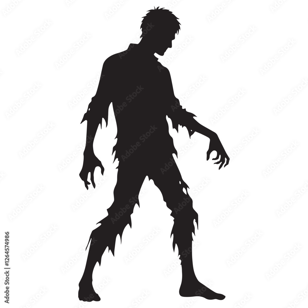 Obraz premium Nightmarish Zombie silhouette perfect for horror and Halloween designs - Zombie illustration - Zombie vector - mythical creature silhouette - horror silhouette 