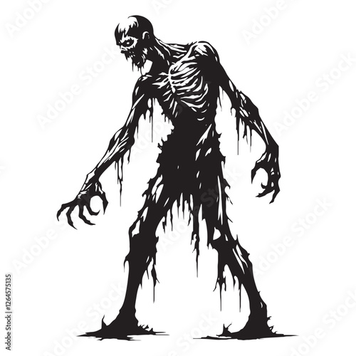 Undead Zombie silhouette created for gothic and horror-themed visuals - Zombie illustration - Zombie vector - mythical creature silhouette - horror silhouette
