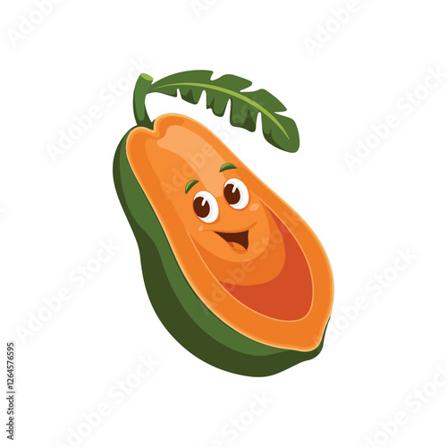 Fresh ripe papaya fruit isolated on white background