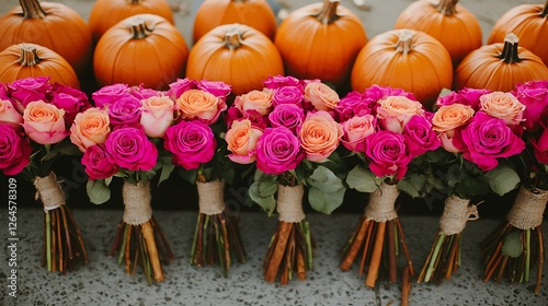 Pumpkin and Rose Bridal Bouquets photo