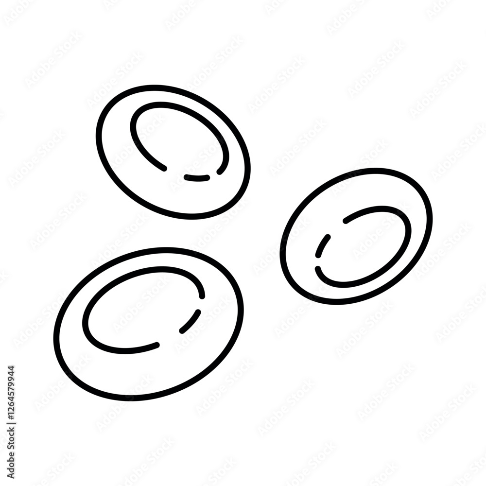 Red blood cells icon, white blood cells icon vector in trendy outline style illustration isolated on white background. Red blood cells icon, white blood cells icon vector in trendy outline style illustration isolated on white background.