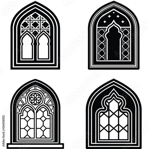 Islamic Window Outline Vector Set photo