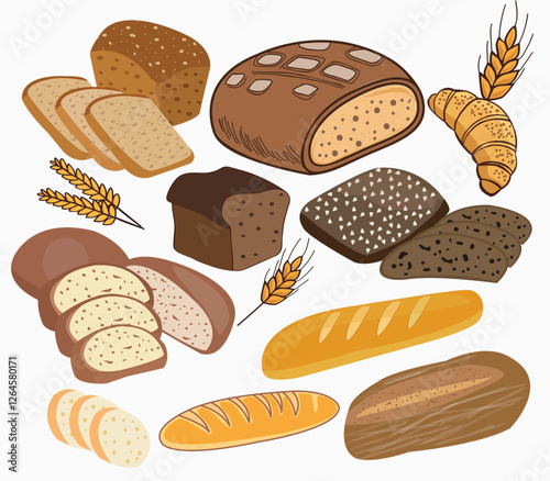 collection of bakery products pastry food.