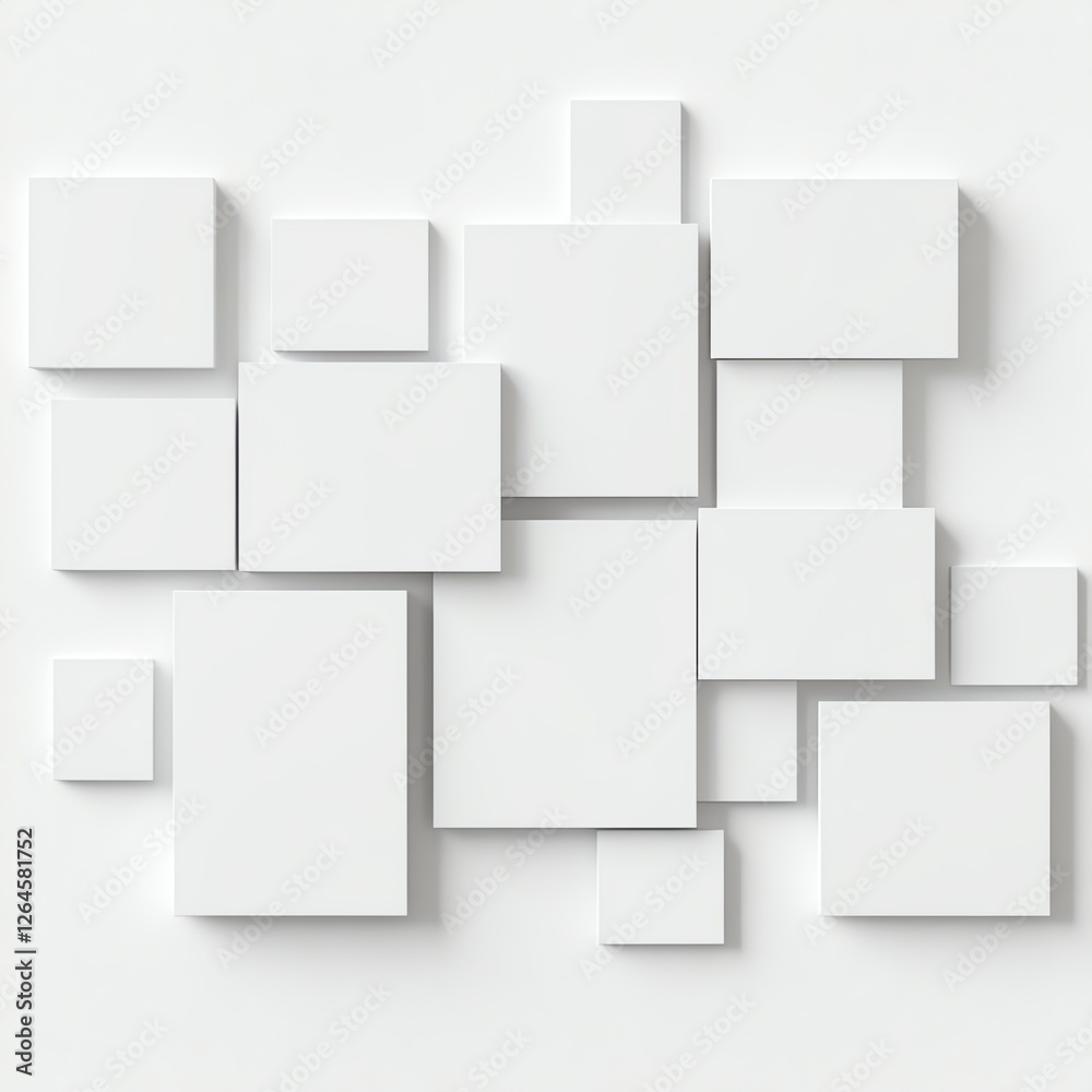 Abstract geometric composition with overlapping white squares on a plain background, minimalist design. Abstract geometric composition with overlapping white squares on a plain background, minimalist design.