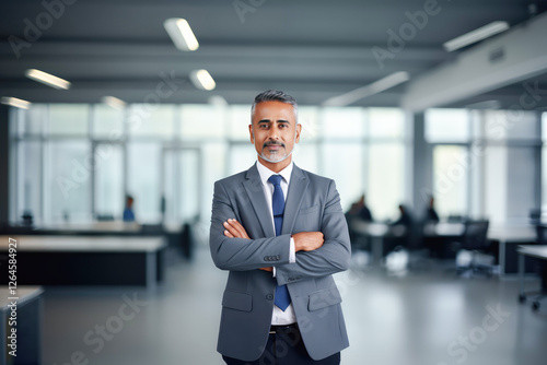 indian middle age businessman standing confidently