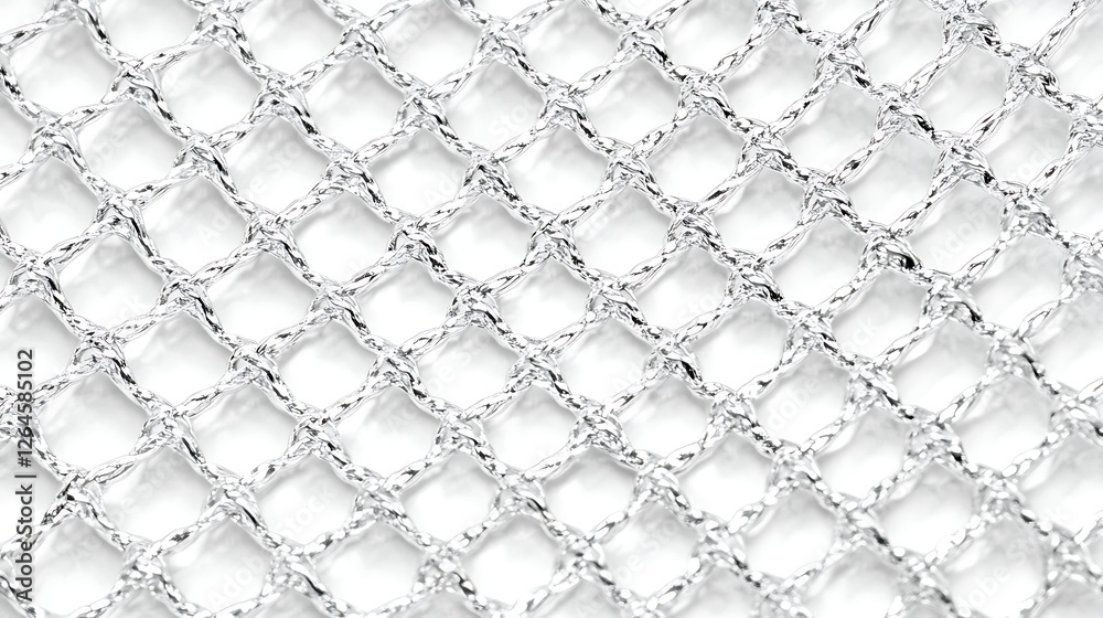 Fototapeta premium Silver Twisted Rope Mesh Pattern Abstract Design Background Artistic Elegant and Interwoven Metallic Texture