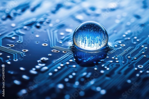 A glass sphere reflecting a circuit board, symbolizing the intersection of technology and the world.