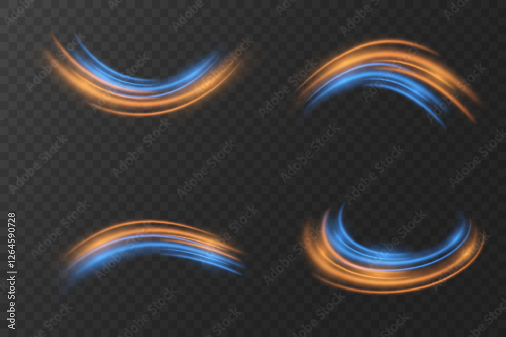 Fototapeta premium Glowing neon light lines. Light road and vortex effect.