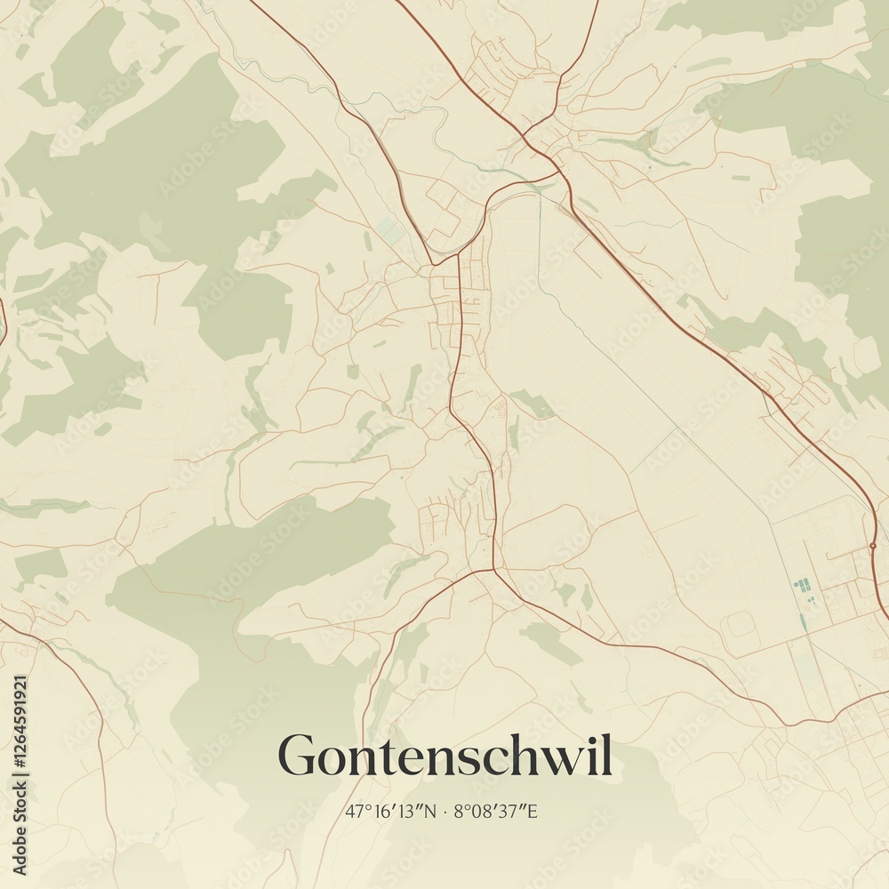 Naklejka premium Vintage map of Gontenschwil, Switzerland.