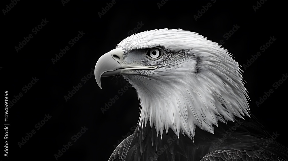 Majestic Bald Eagle Profile Against Dark Background Majestic Bald Eagle Profile Against Dark Background