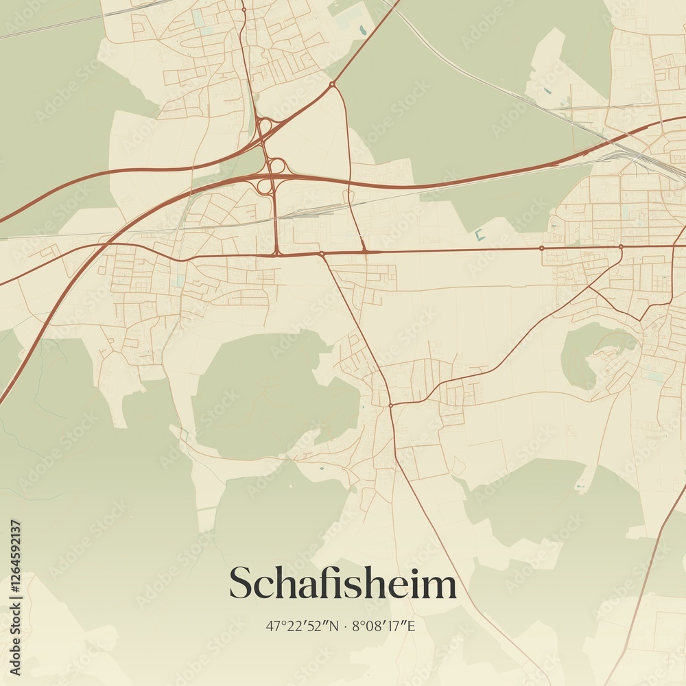 Fototapeta premium Vintage map of Schafisheim, Switzerland.