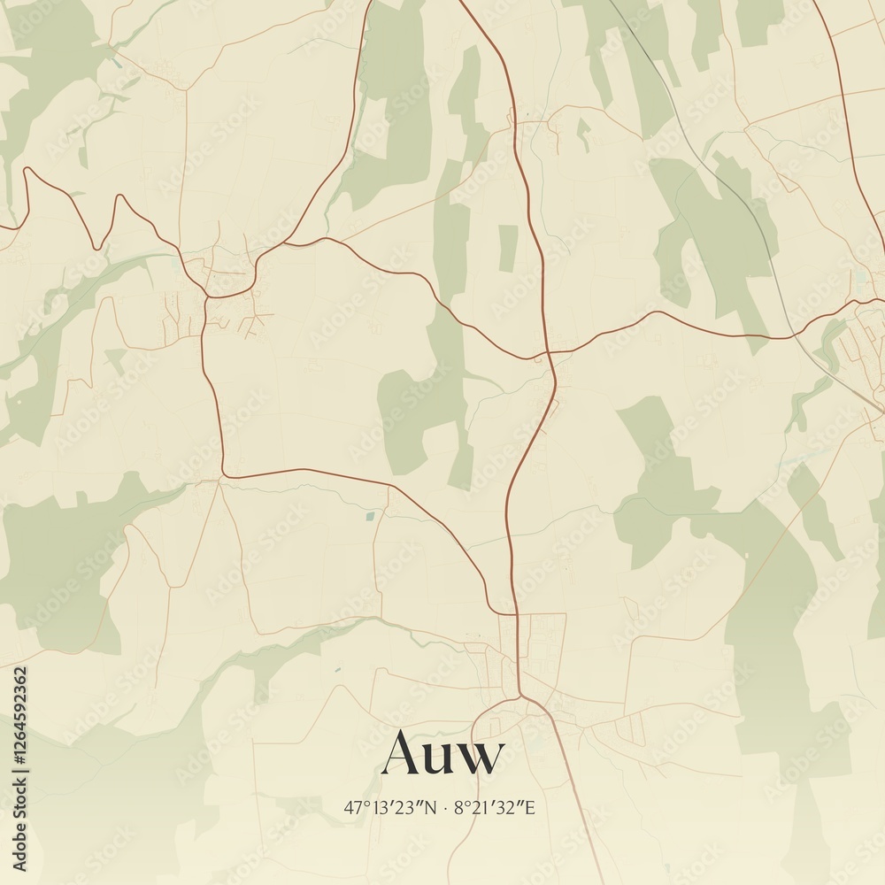 Fototapeta premium Vintage map of Auw, Switzerland.