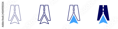 Road expansion icon in 4 different styles. Thin Line, Line, Bold Line, Duotone. Duotone style. Editable stroke