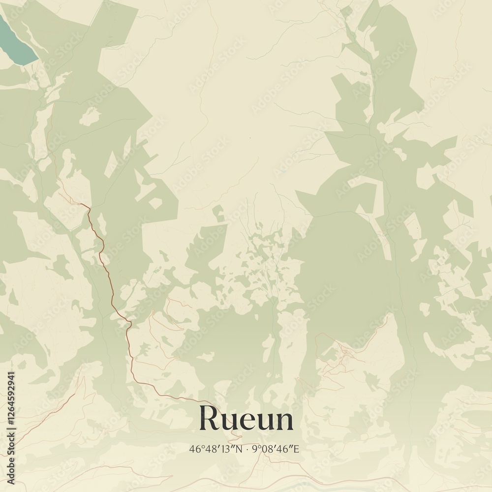 Fototapeta premium Vintage map of Rueun, Switzerland.