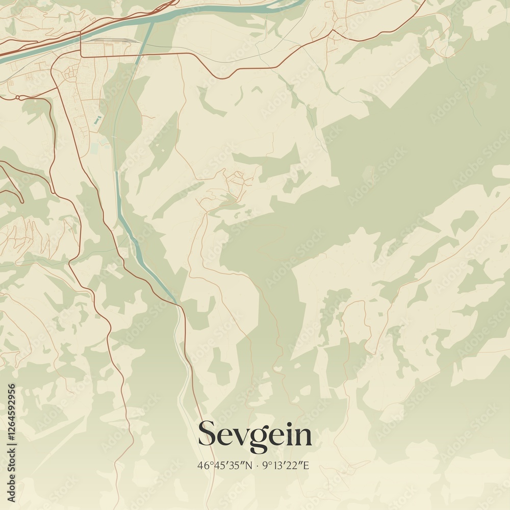 Obraz premium Vintage map of Sevgein, Switzerland.