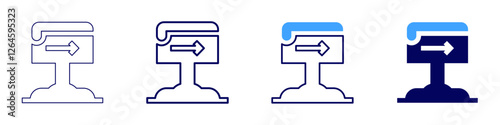 Road optimization icon in 4 different styles. Thin Line, Line, Bold Line, Duotone. Duotone style. Editable stroke