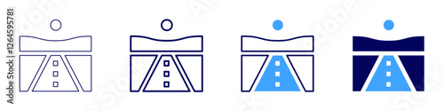Road stabilization icon in 4 different styles. Thin Line, Line, Bold Line, Duotone. Duotone style. Editable stroke