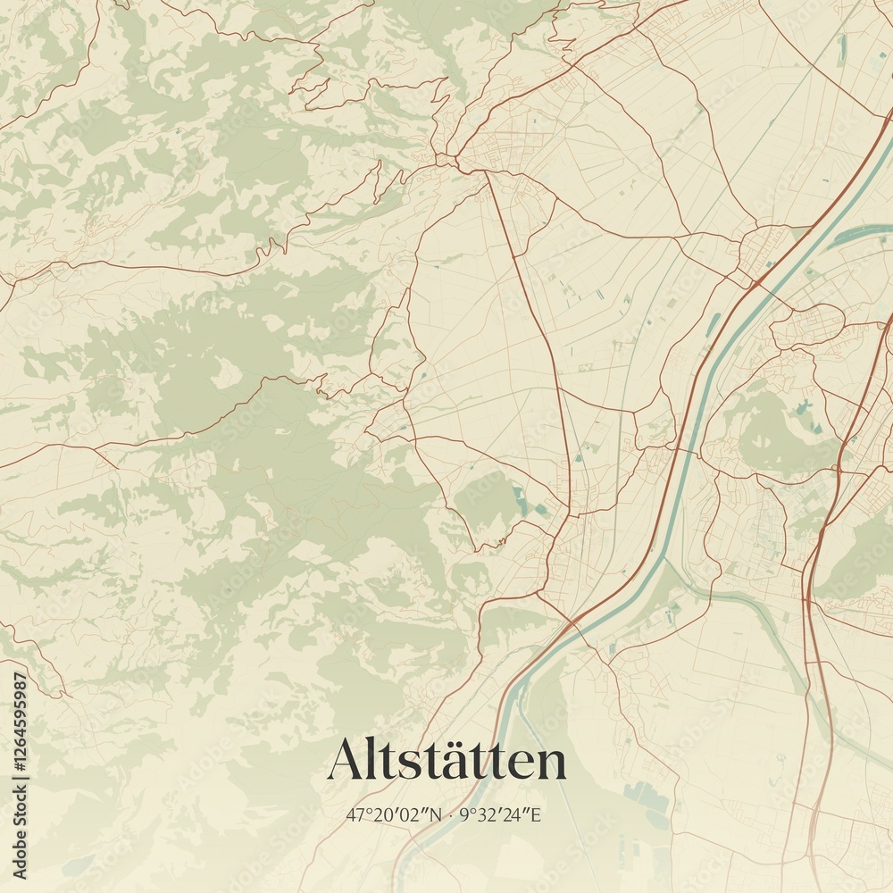 Fototapeta premium Vintage map of Altstätten, Switzerland.