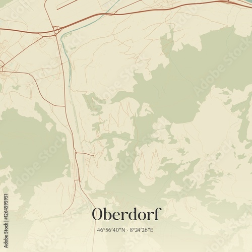 Vintage map of Oberdorf, Switzerland. photo