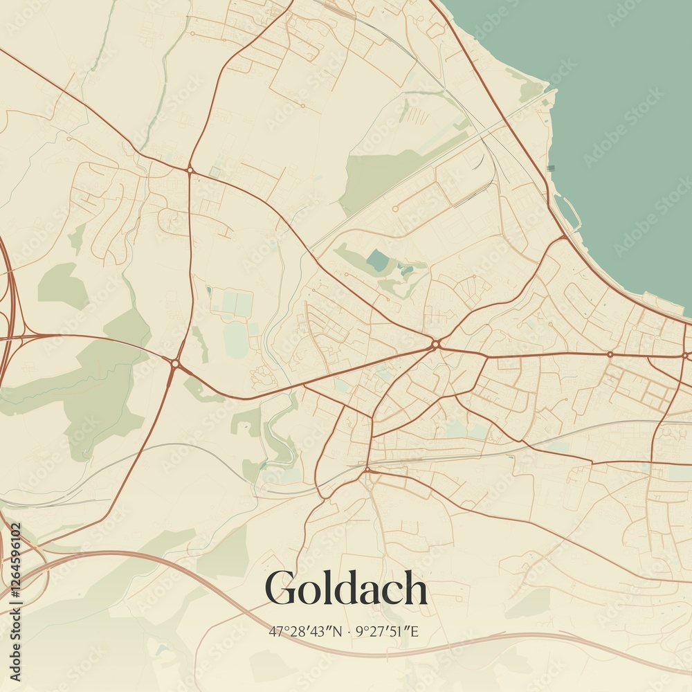 Obraz premium Vintage map of Goldach, Switzerland.