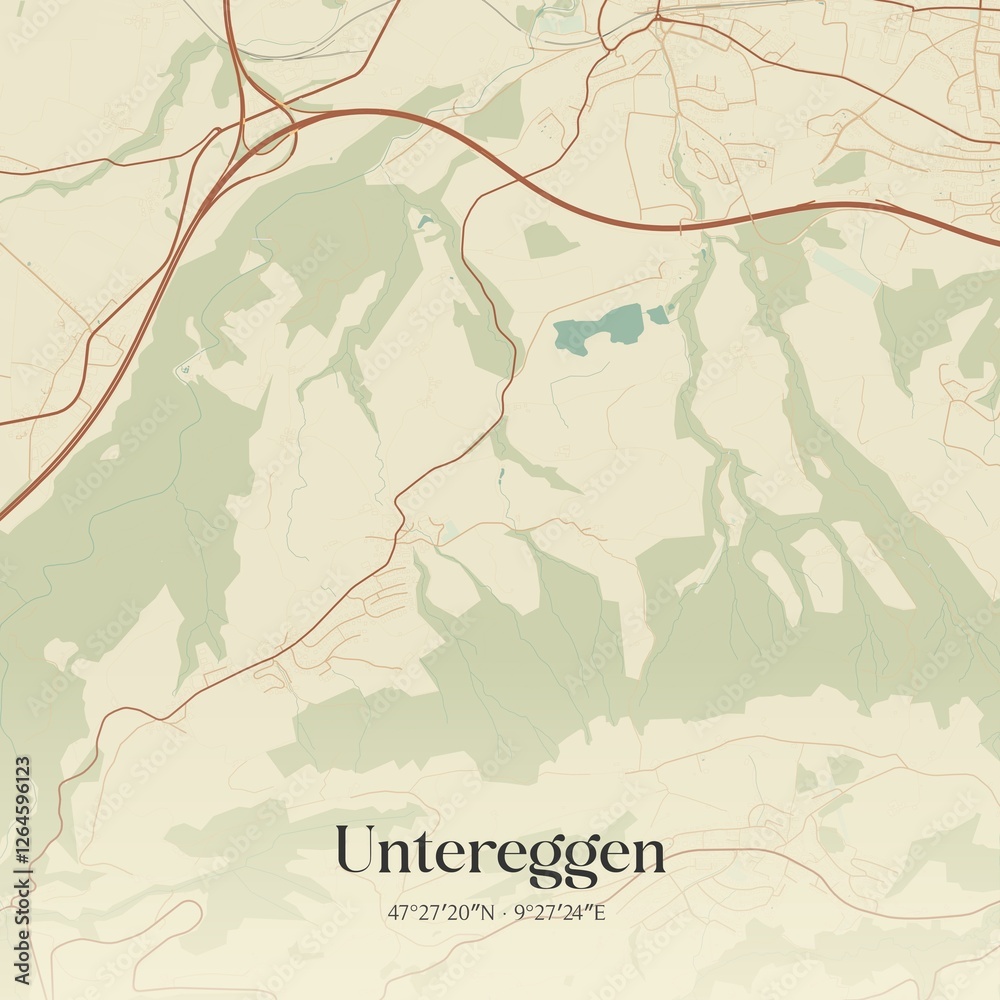 Obraz premium Vintage map of Untereggen, Switzerland.