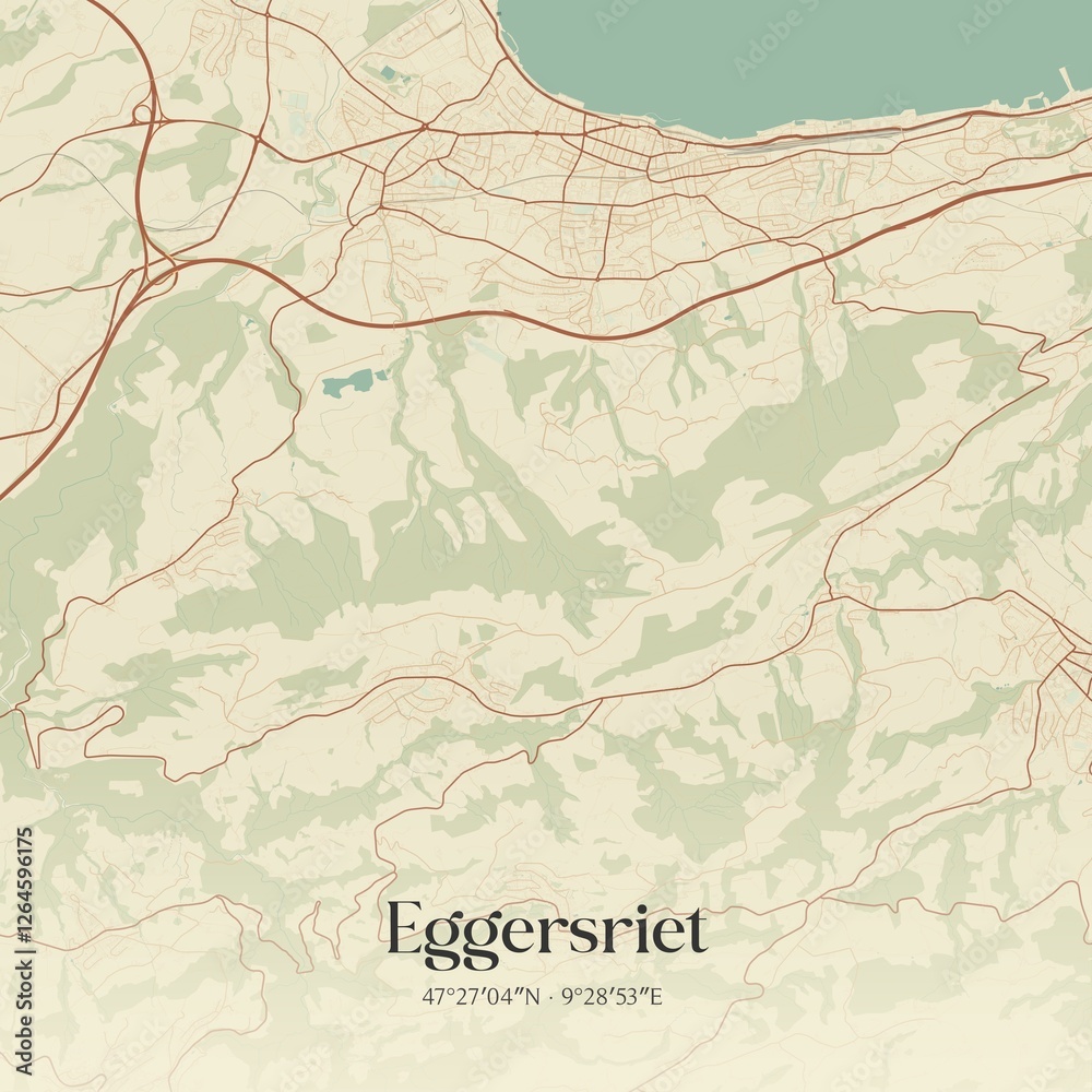 Fototapeta premium Vintage map of Eggersriet, Switzerland.