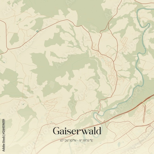 Vintage map of Gaiserwald, Switzerland. photo