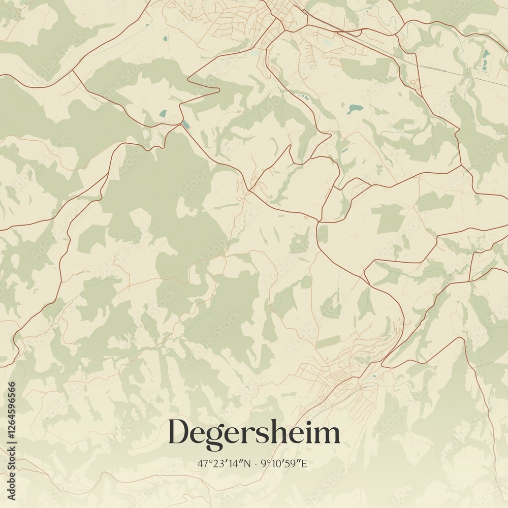 Fototapeta premium Vintage map of Degersheim, Switzerland.