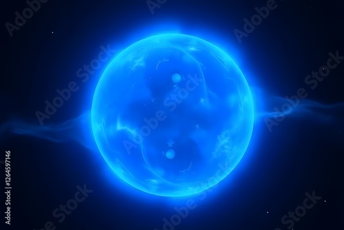 Wallpaper Mural Glowing blue plasma sphere in dark space with radiating energy patterns Torontodigital.ca