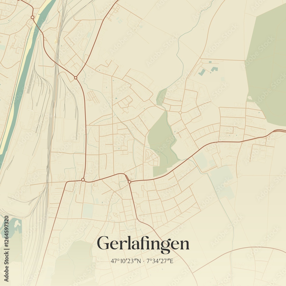 Naklejka premium Vintage map of Gerlafingen, Switzerland.