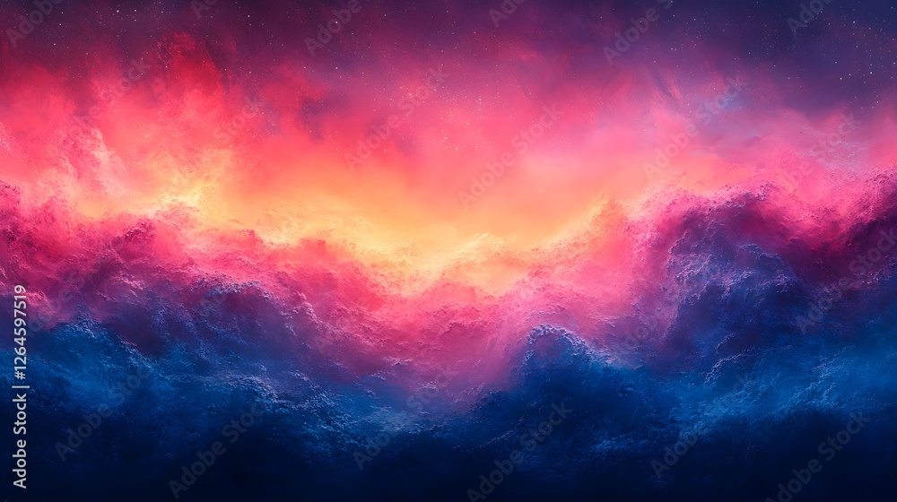 Naklejka premium Celestial Horizon, A Symphony of Cosmic Colors and Ethereal Forms