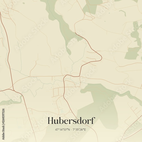 Vintage map of Hubersdorf, Switzerland.