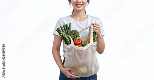 woman shop food meal bag vegetable cooking buying organic 