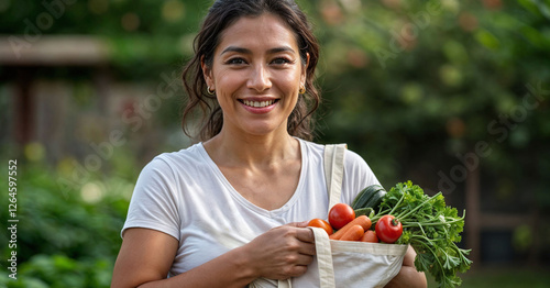 woman shop food meal bag vegetable cooking buying organic 