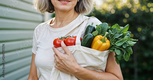 woman shop food meal bag vegetable cooking buying organic 