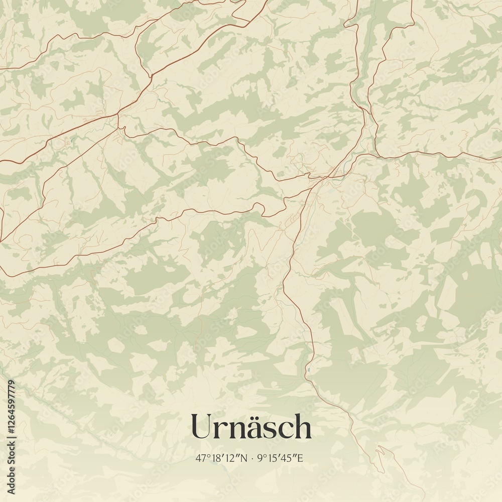 Fototapeta premium Vintage map of Urnäsch, Switzerland.