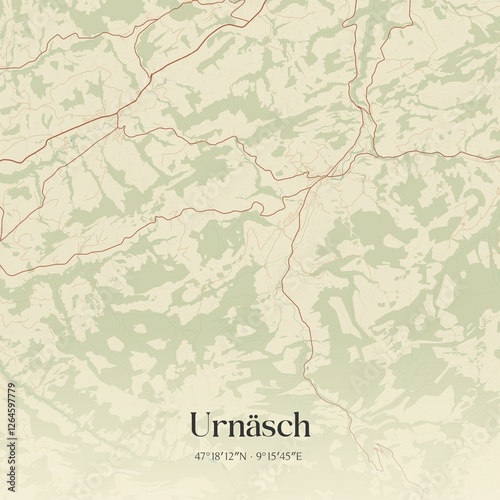 Vintage map of Urnäsch, Switzerland.