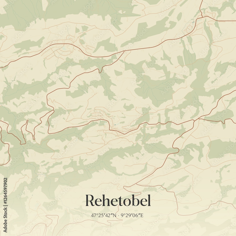 Fototapeta premium Vintage map of Rehetobel, Switzerland.