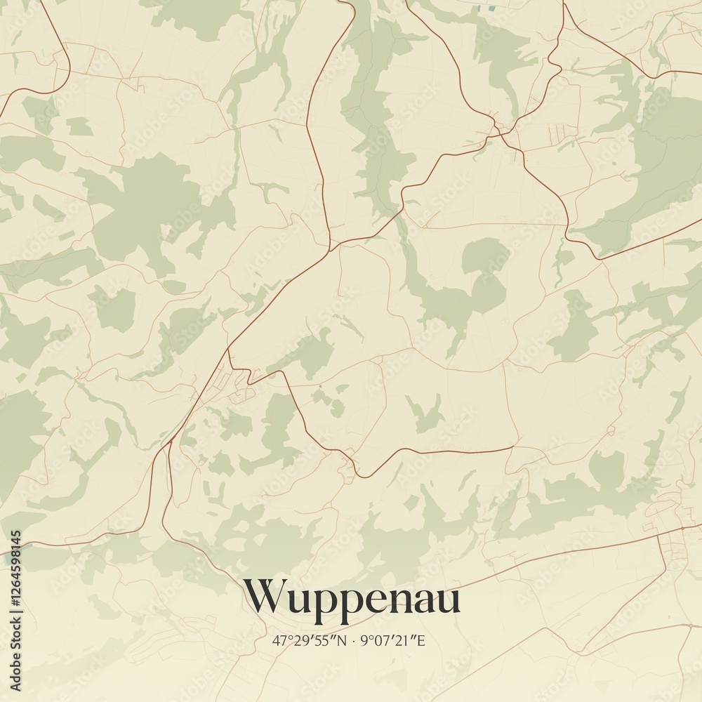 Fototapeta premium Vintage map of Wuppenau, Switzerland.