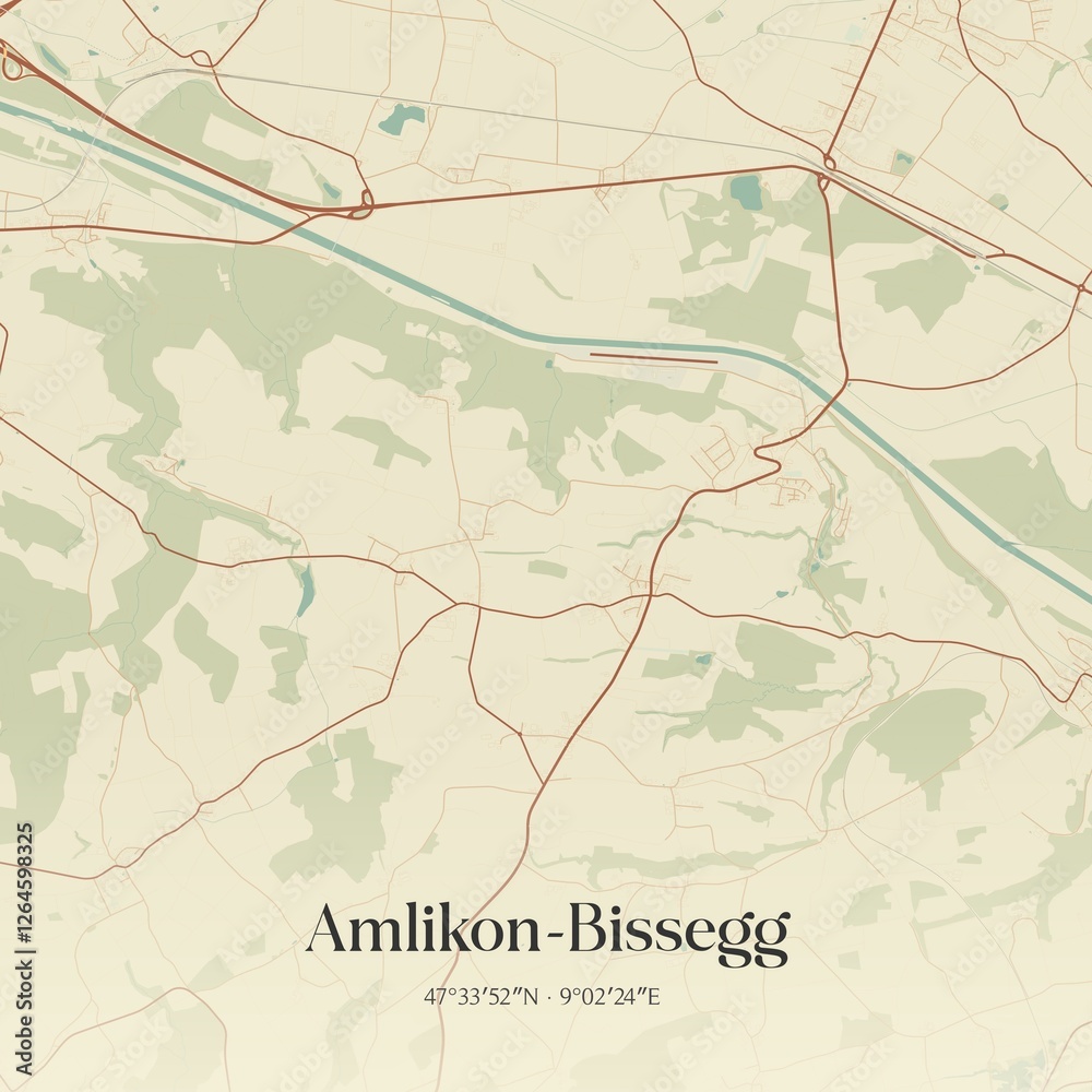 Fototapeta premium Vintage map of Amlikon-Bissegg, Switzerland.