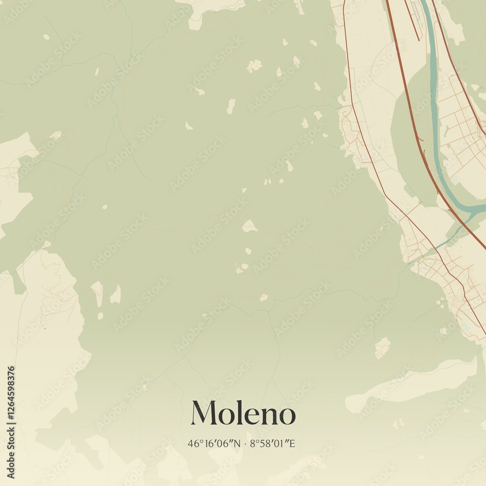 Obraz premium Vintage map of Moleno, Switzerland.